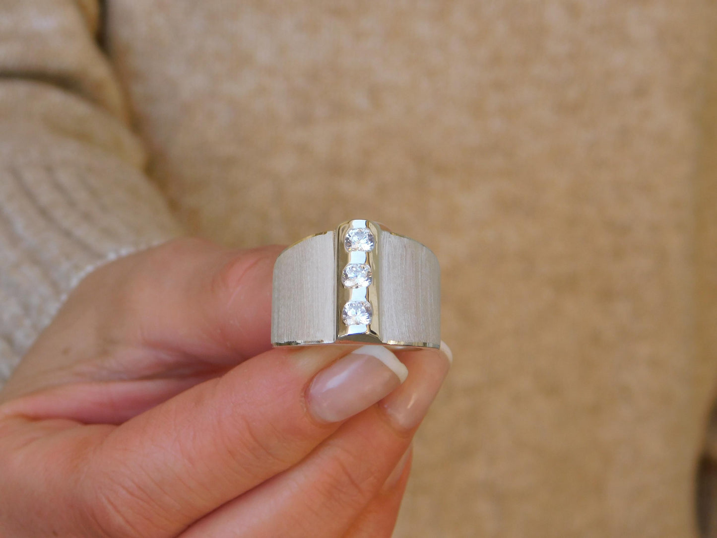 Wide Band Statement Ring – Modern Silver Ring For Women