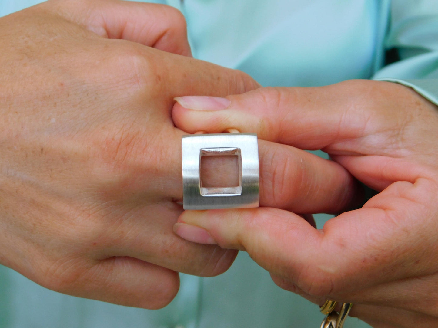 Statement Ring For Women: Square Design in Silver or Gold Plated
