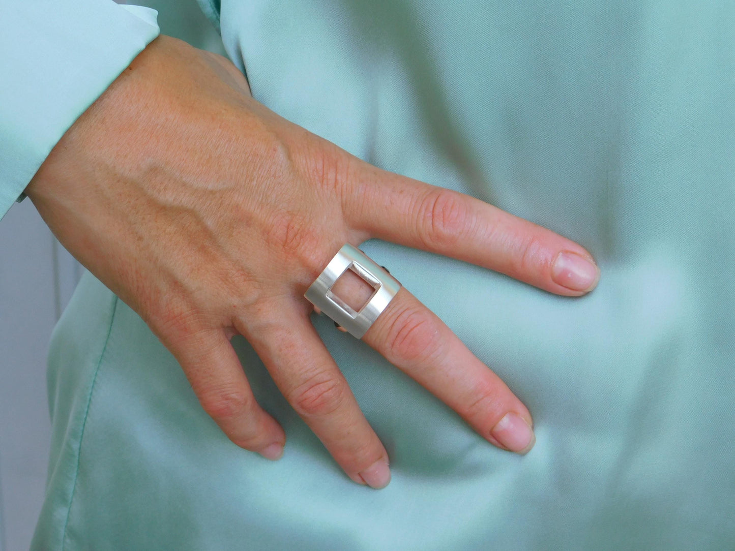 Statement Ring For Women: Square Shaped Design in Silver or Gold Plated