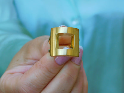 Statement Ring For Women: Square Shaped Design in Silver or Gold Plated