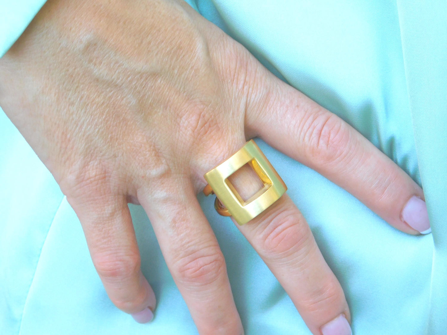 Statement Ring For Women: Square Design in Silver or Gold Plated
