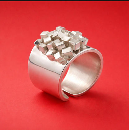 Large Statement Ring: Wide Band Silver Ring, Contemporary design