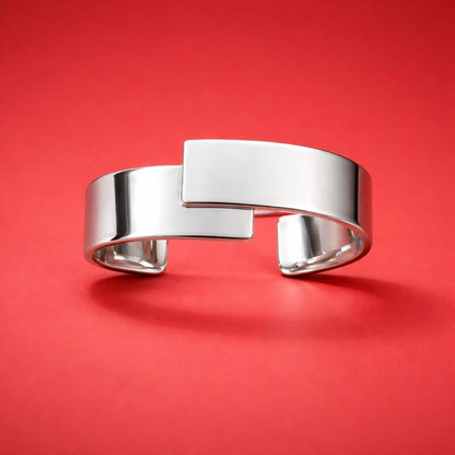 Wide Cuff Bracelet – Wristlet for Men and Women, AG950 Silver Brushed Bangle