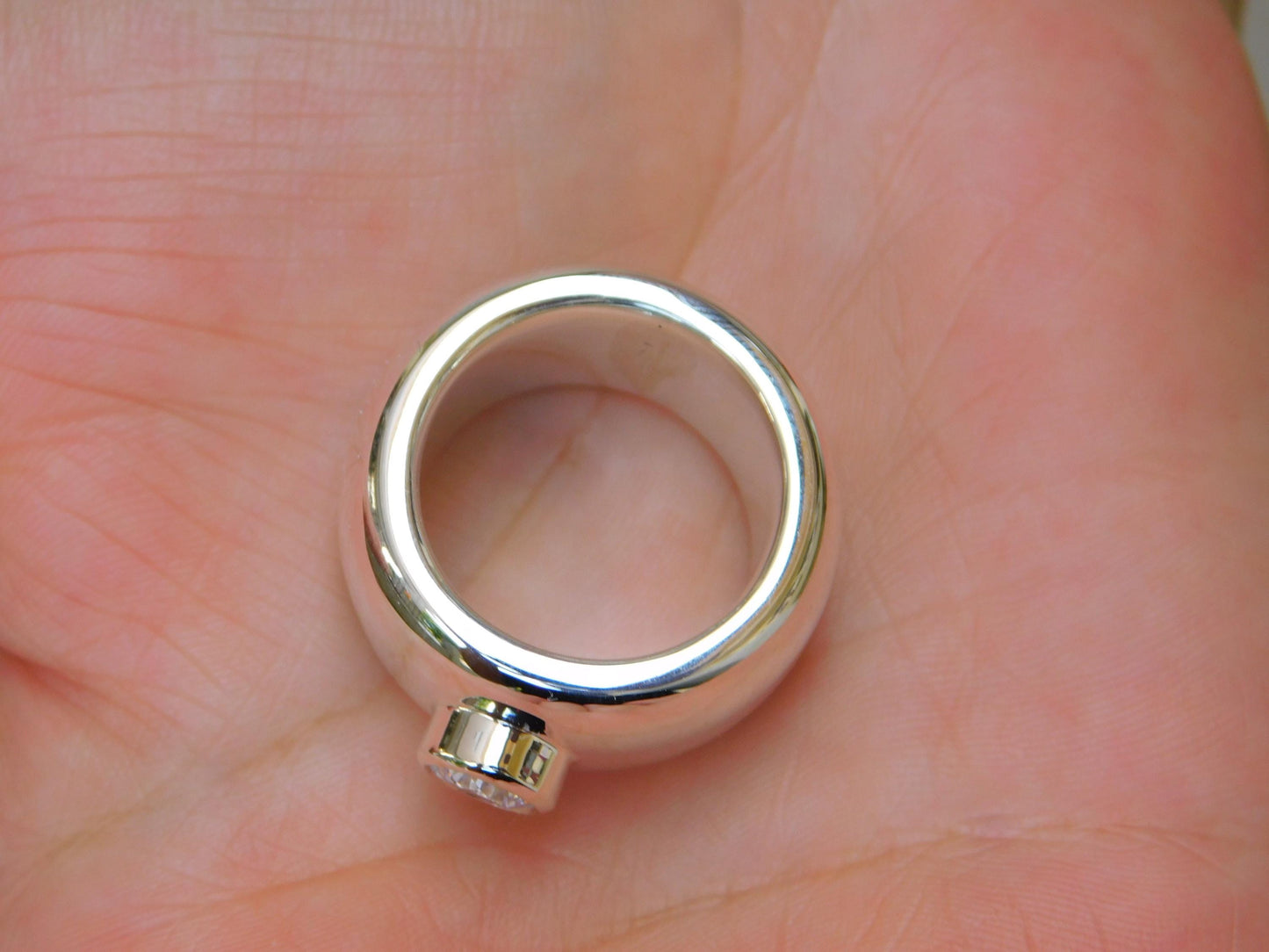 Wedding Ring Silver: Thick Band Ring With Moissanite