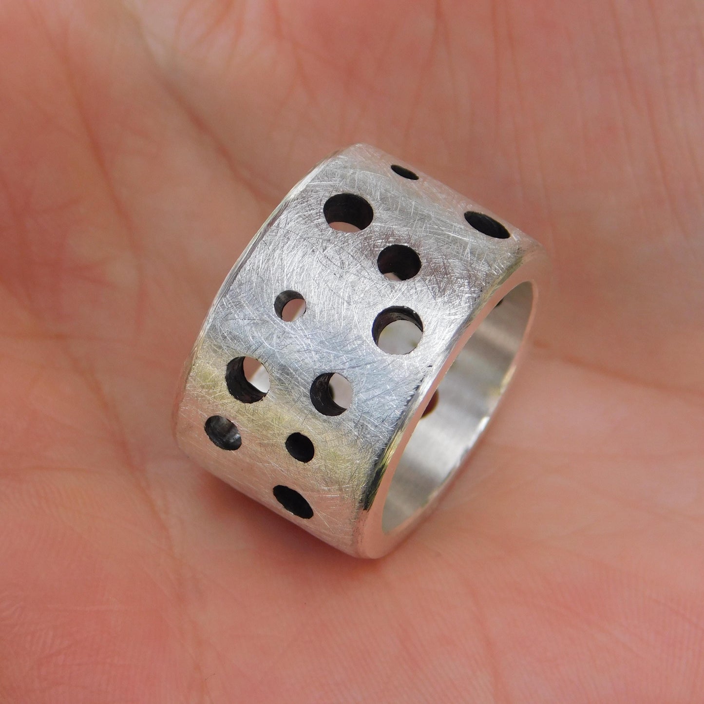 Thick Band Wedding Ring, 15mm Wide Silver Ring, Brushed Finish