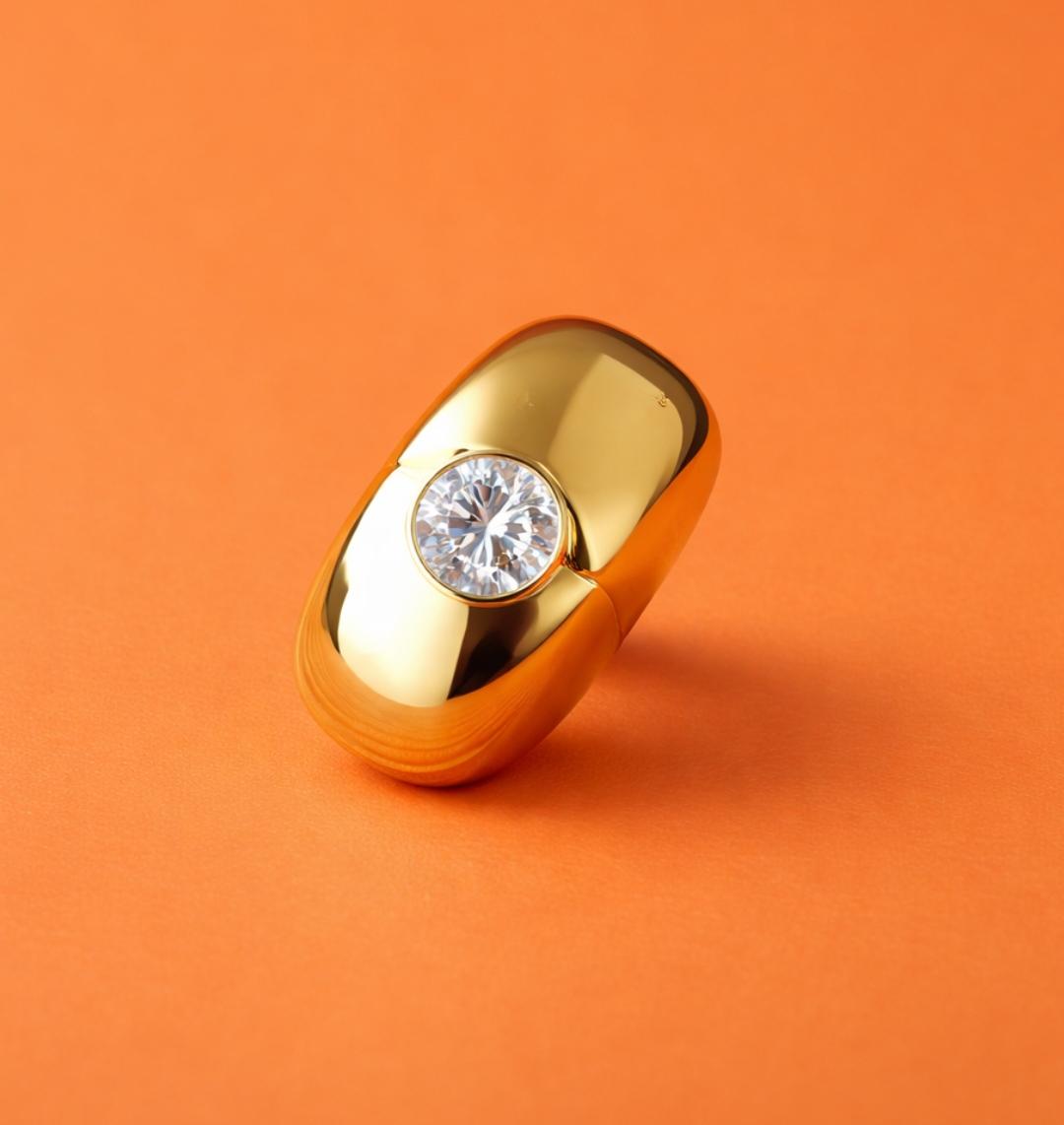 Gold Dome Ring: Chunky Naval Brass Statement Ring