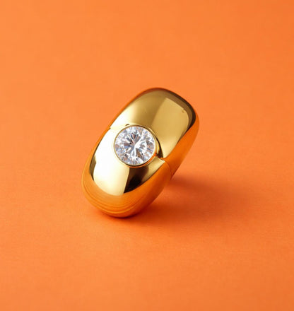 Gold Dome Ring: Chunky Naval Brass Statement Ring