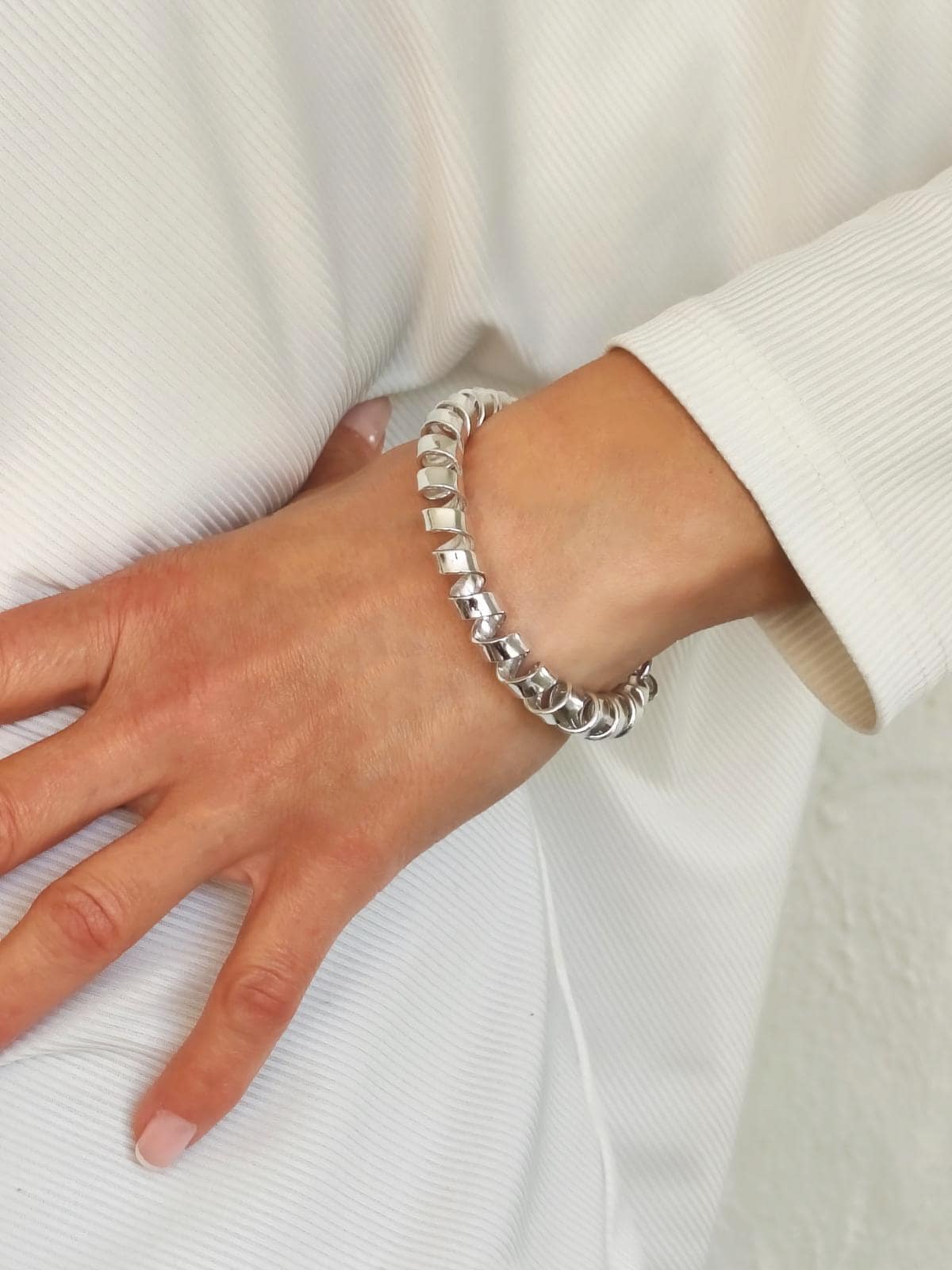 Bracelet for Men and Women: Spiral Cuff, Modern Minimalist Jewelry, Adjustable Statement Bracelet, Artisan Silver Gift