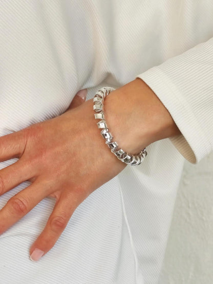 Bracelet for Men and Women: Spiral Cuff, Modern Minimalist Jewelry, Adjustable Statement Bracelet, Artisan Silver Gift