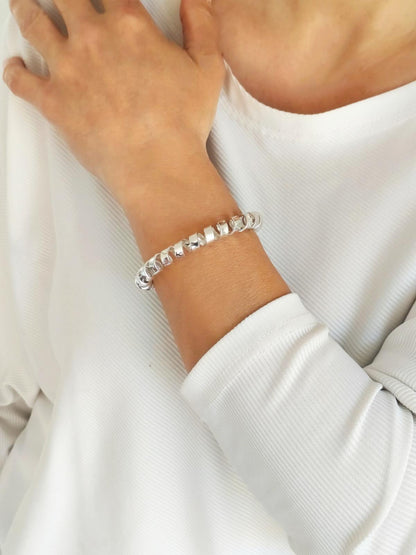 Bracelet for Men and Women: Spiral Cuff, Modern Minimalist Jewelry, Adjustable Statement Bracelet, Artisan Silver Gift