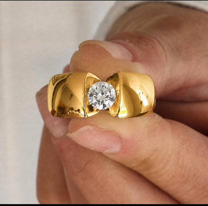 Engagement Ring Silver AG 950: Statement Ring for Women, Moissanite Solitaire, Tension Setting Jewelry
