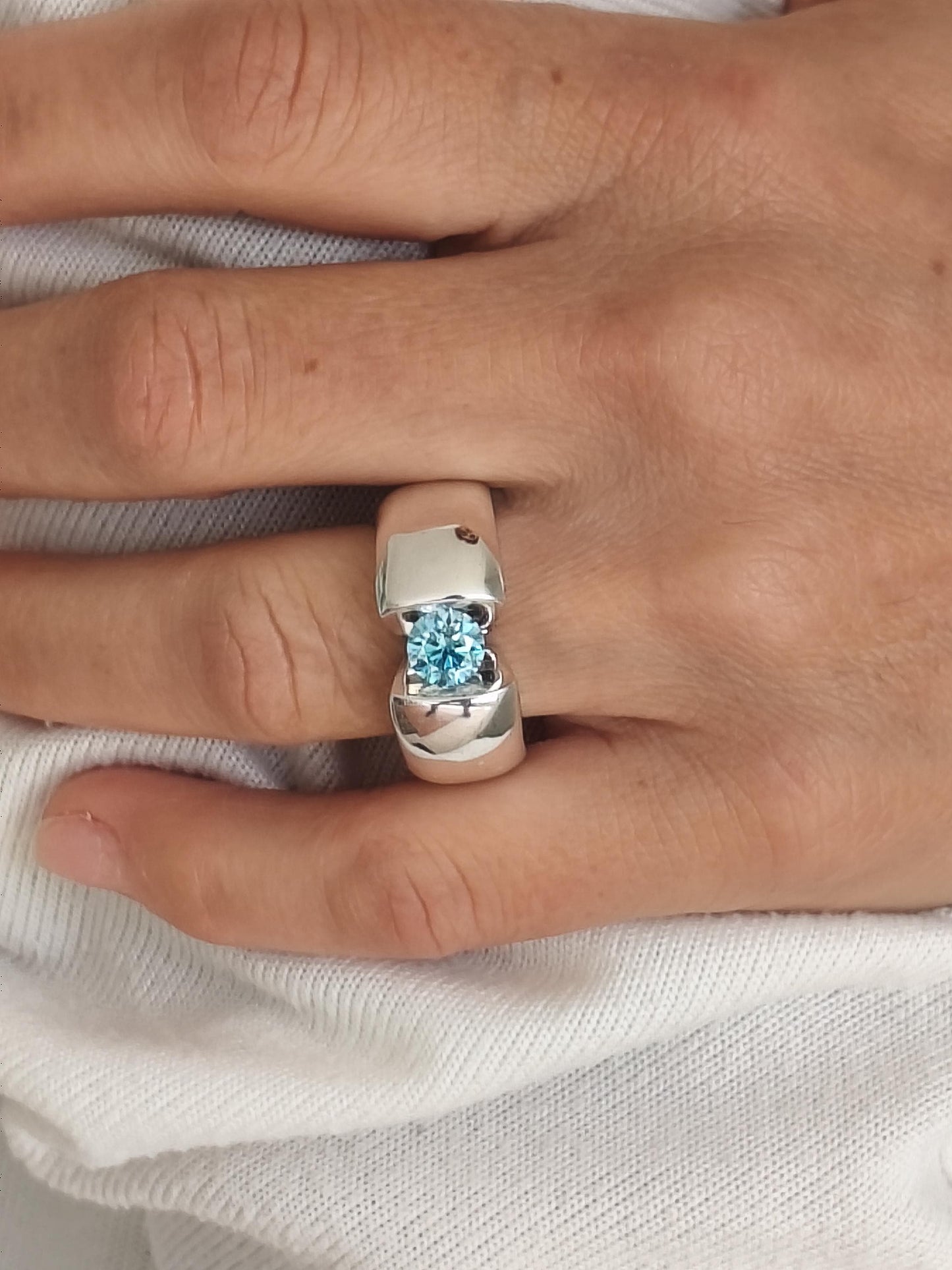Promise Ring Pink Moissanite: Statement Ring for Women, Moissanite Solitaire, Tension Setting Engagement jewelry