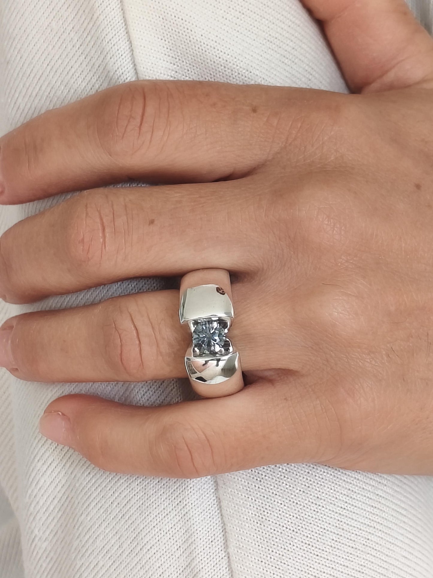 Proposal Ring Gray Moissanite: Statement Ring for Women, Moissanite Solitaire, Tension Setting Engagement jewelry