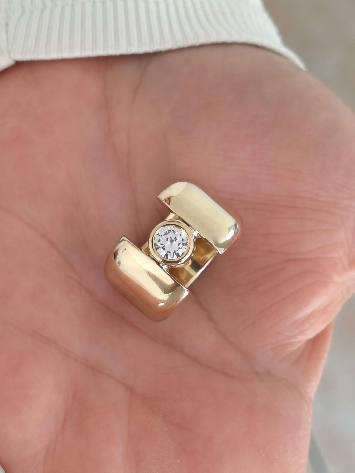 Wedding Ring for Women: Thick band Moissanite Ring, Wide Solitaire Gold Plated