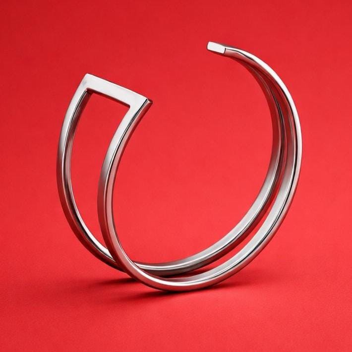 Contemporary Bracelet – Designer Cuff Bracelet, AG950 Silver Bangle