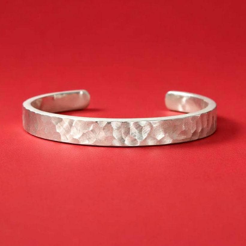 Reversible Hammered Sterling Silver Cuff Bracelet, Twin Stone Ends, Minimalist Statement Jewelry