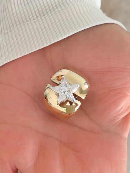 Star ring: Statement Ring, Modern Minimalist Wide Band Jewelry, Stardust