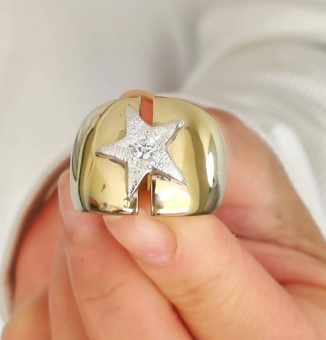 Star ring: Statement Ring, Modern Minimalist Wide Band Jewelry, Stardust