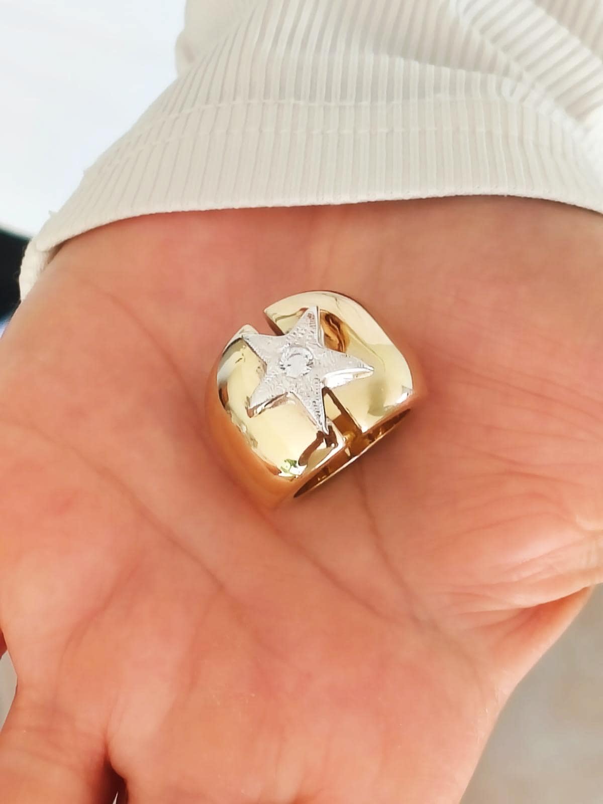 Star ring: Statement Ring, Modern Minimalist Wide Band Jewelry, Stardust