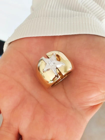 Star ring: Statement Ring, Modern Minimalist Wide Band Jewelry, Stardust