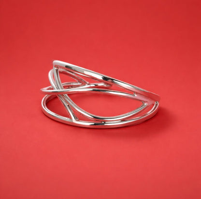 Cuff Bracelet For Women – Modern Open Bangle, Minimalist Statement Jewelry, Asymmetric Wristlet