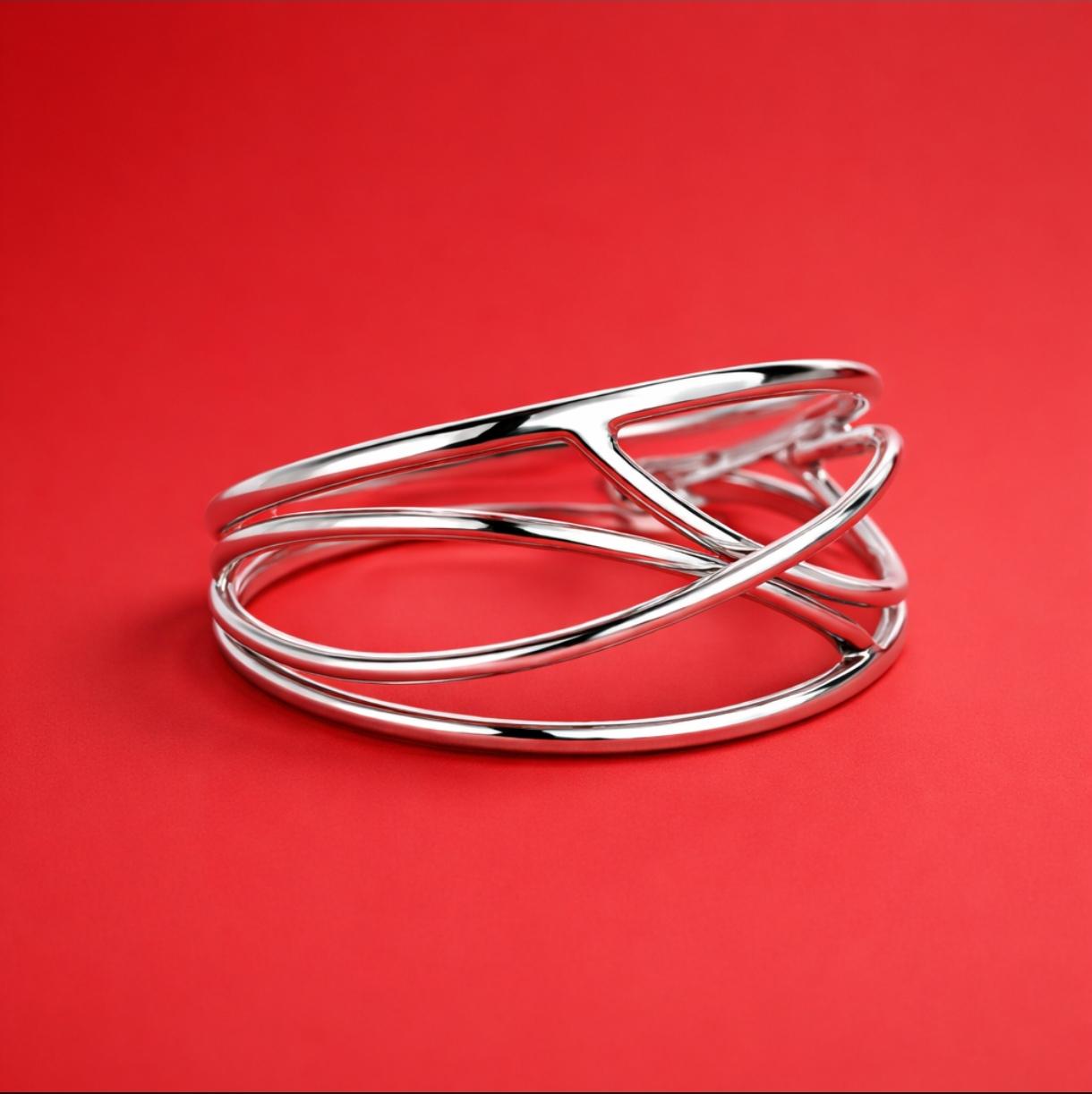 Cuff Bracelet For Women – Modern Open Bangle, Minimalist Statement Jewelry, Asymmetric Wristlet