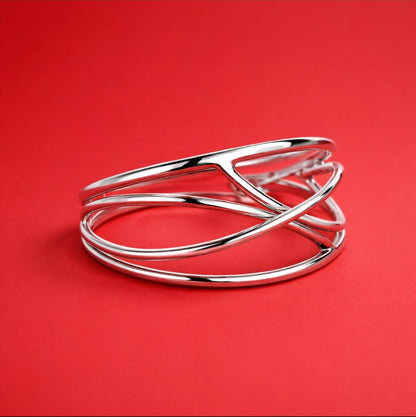 Cuff Bracelet For Women – Modern Open Bangle, Minimalist Statement Jewelry, Asymmetric Wristlet