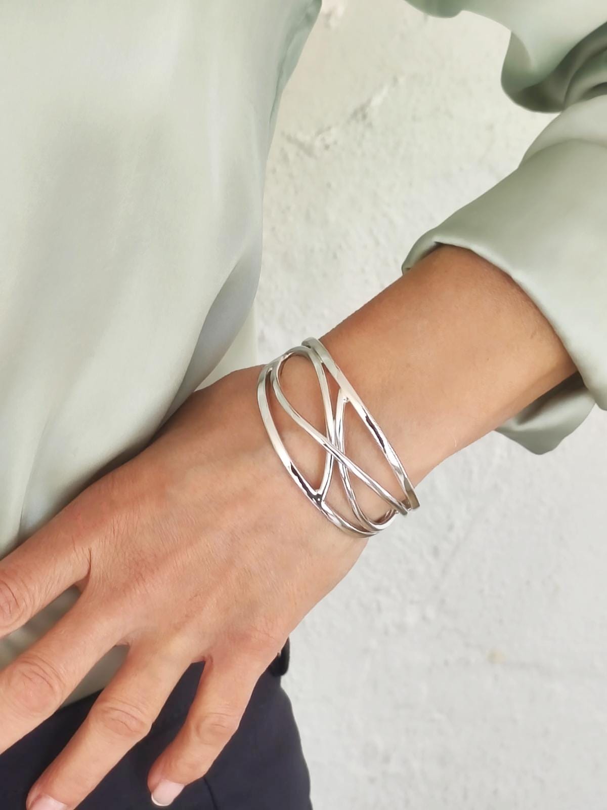 Cuff Bracelet For Women – Modern Open Bangle, Minimalist Statement Jewelry, Asymmetric Wristlet