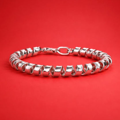 Bracelet for Men and Women: Spiral Cuff, Modern Minimalist Jewelry, Adjustable Statement Bracelet, Artisan Silver Gift