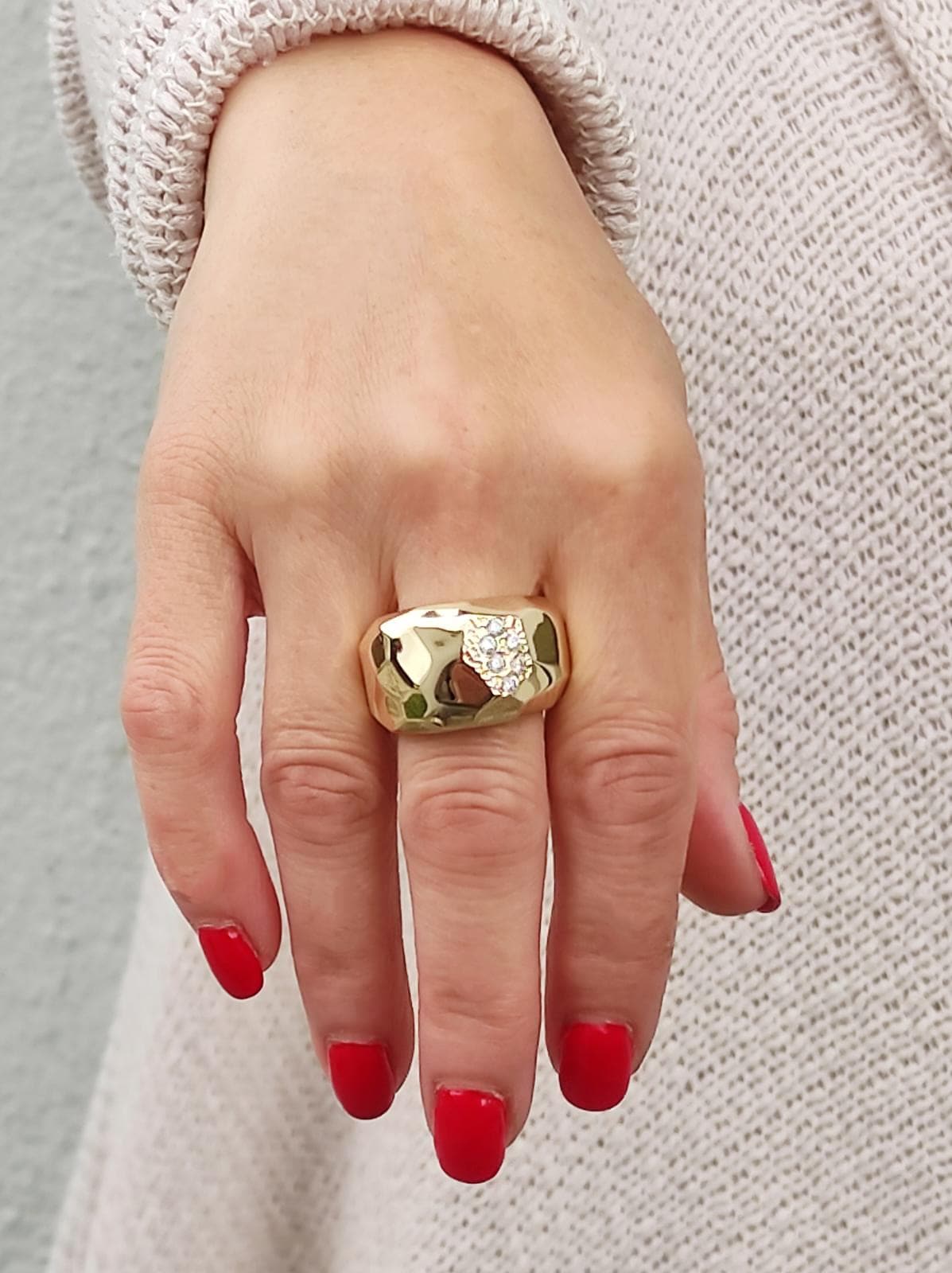 Statement Ring For Women, Modern Minimalist Wide Band Jewelry, Gold Plated Ring