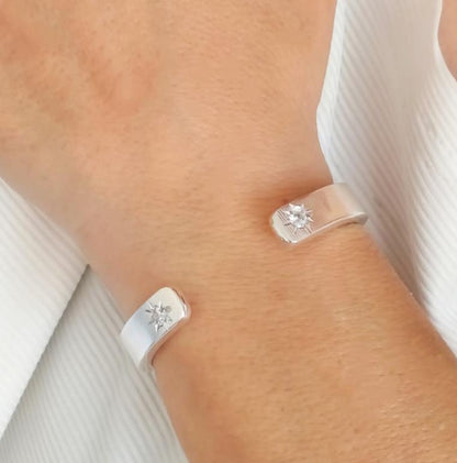 Heavy Cuff Bracelet, Handmade Minimalist Open Bangle, Statement Jewelry