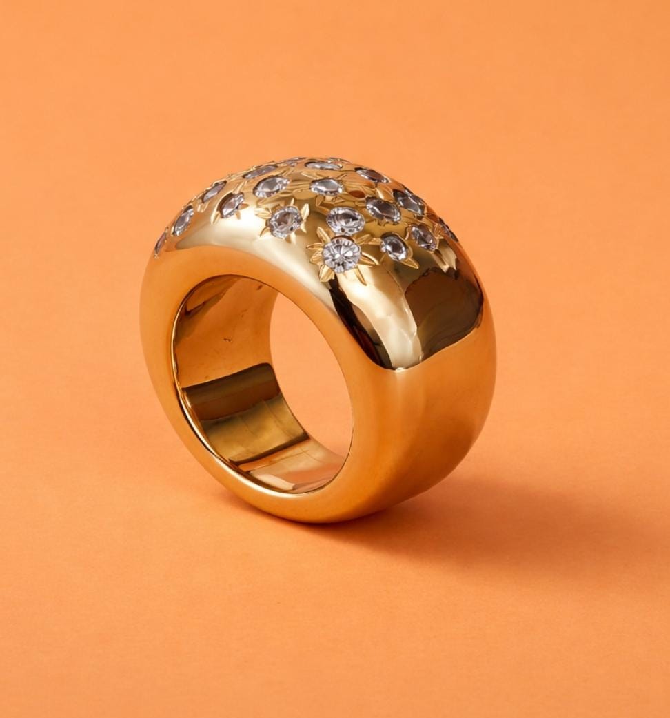 Large statement ring: Multiple gemstones Band, Wide Rings for Women, Heavy Jewelry