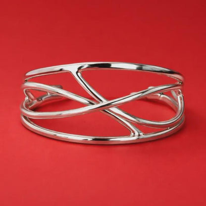 Cuff Bracelet For Women: Crisscross Wristlet, Adjustable Statement Jewelry, Gold Plated or Silver AG 950