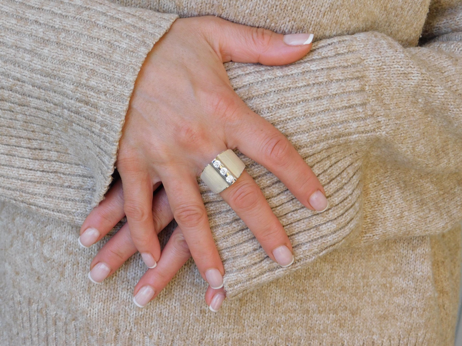 Wide Band Statement Ring – Modern Silver Ring For Women