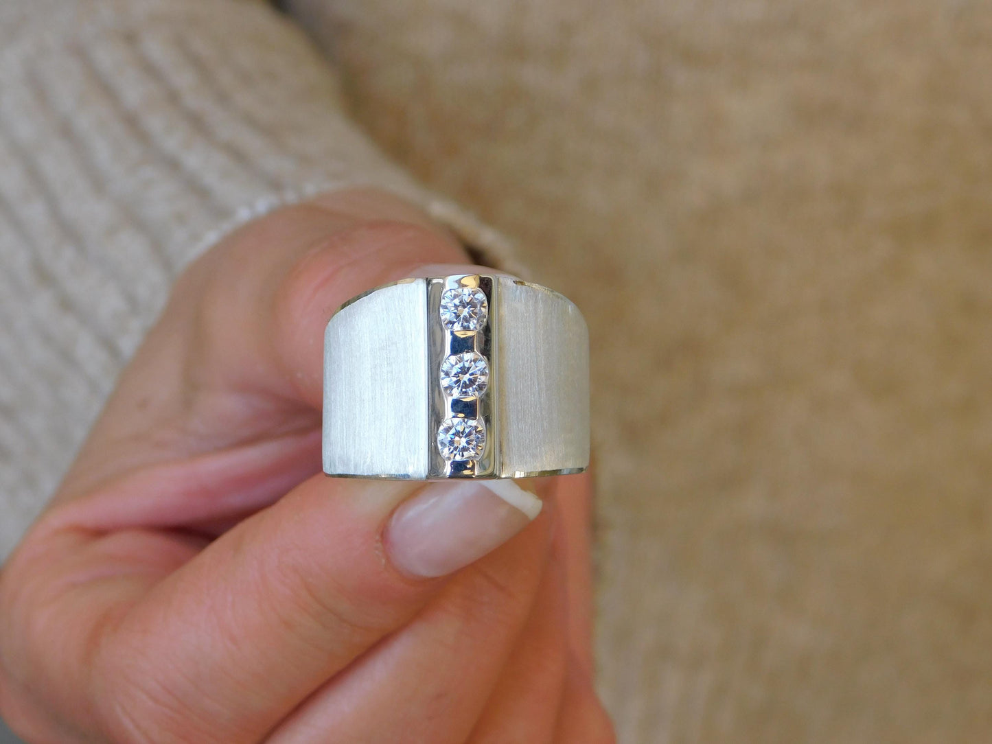Wide Band Statement Ring – Modern Silver Ring For Women