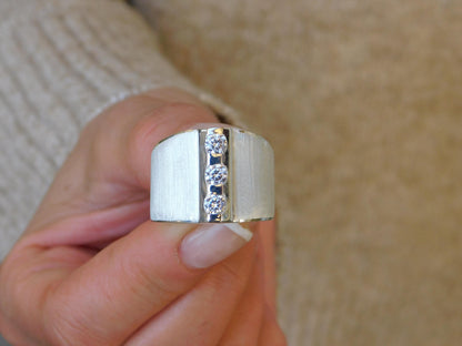 Wide Band Statement Ring – Modern Silver Ring For Women