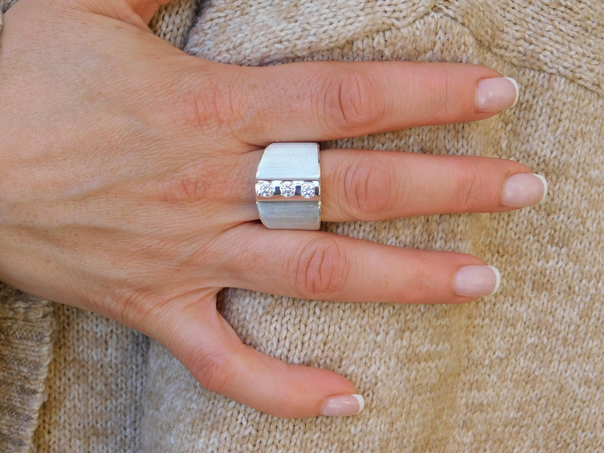 Wide Band Statement Ring – Modern Silver Ring For Women