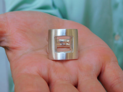 Statement Ring For Women: Square Design in Silver or Gold Plated