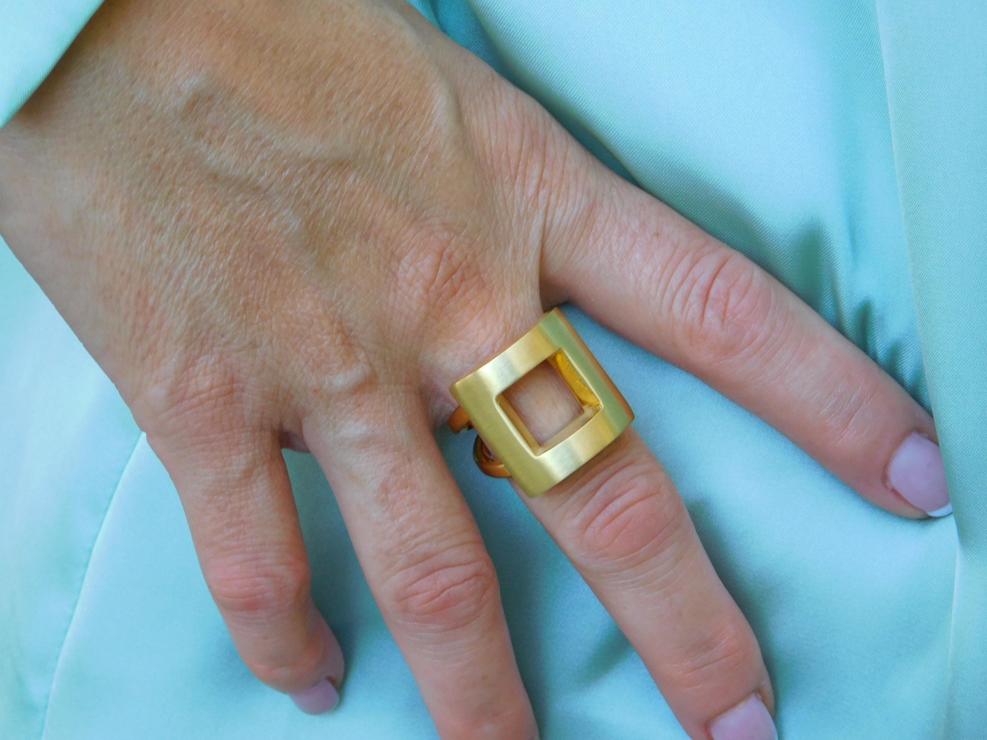 Statement Ring For Women: Square Shaped Design in Silver or Gold Plated