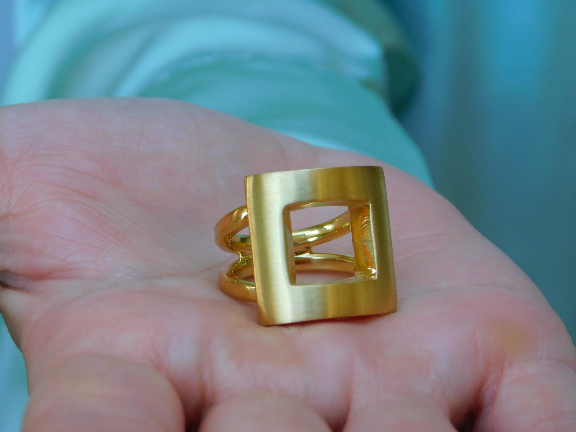 Statement Ring For Women: Square Shaped Design in Silver or Gold Plated