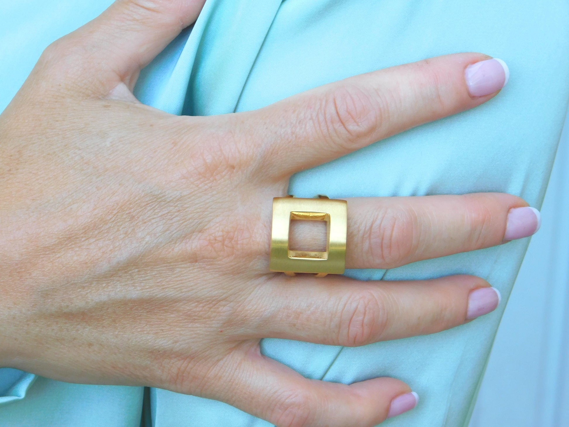Statement Ring For Women: Square Design in Silver or Gold Plated