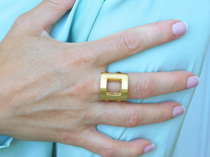 Statement Ring For Women: Square Design in Silver or Gold Plated