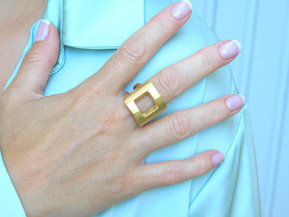 Statement Ring For Women: Square Design in Silver or Gold Plated