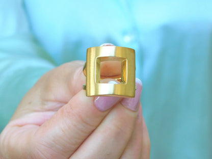 Statement Ring For Women: Square Design in Silver or Gold Plated