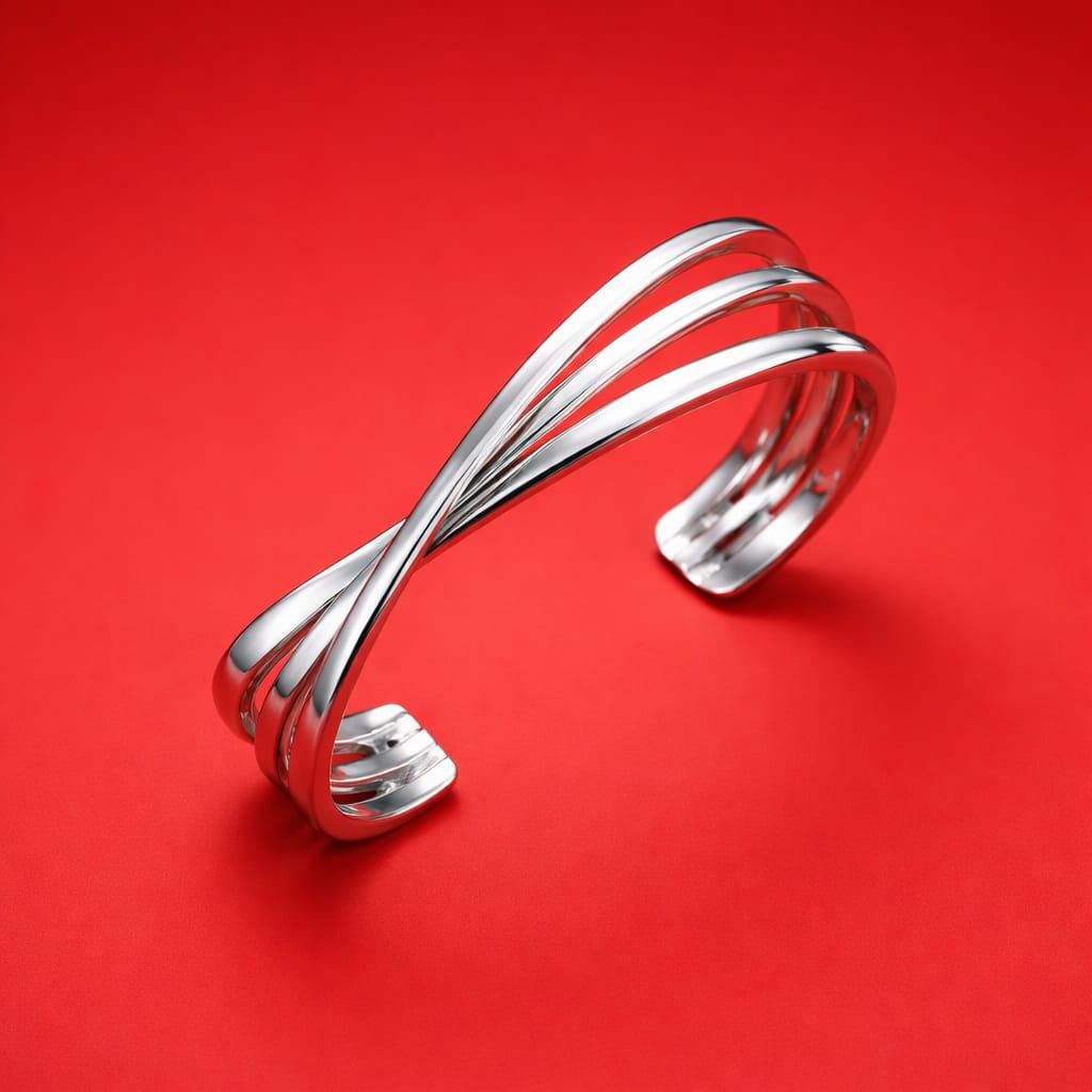Triple Bracelet For Women: Multi Layer Wristlet, Modern Silver Cuff