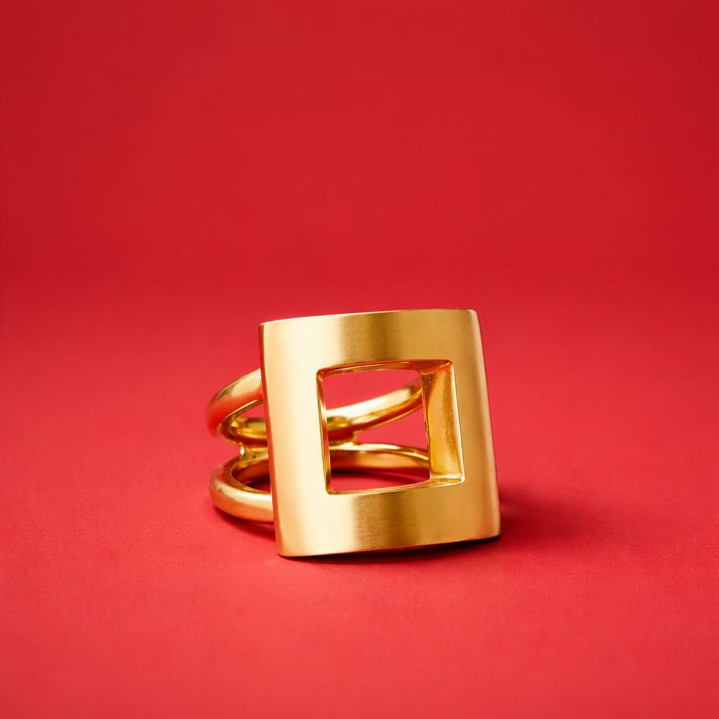 Statement Ring For Women: Square Design in Silver or Gold Plated