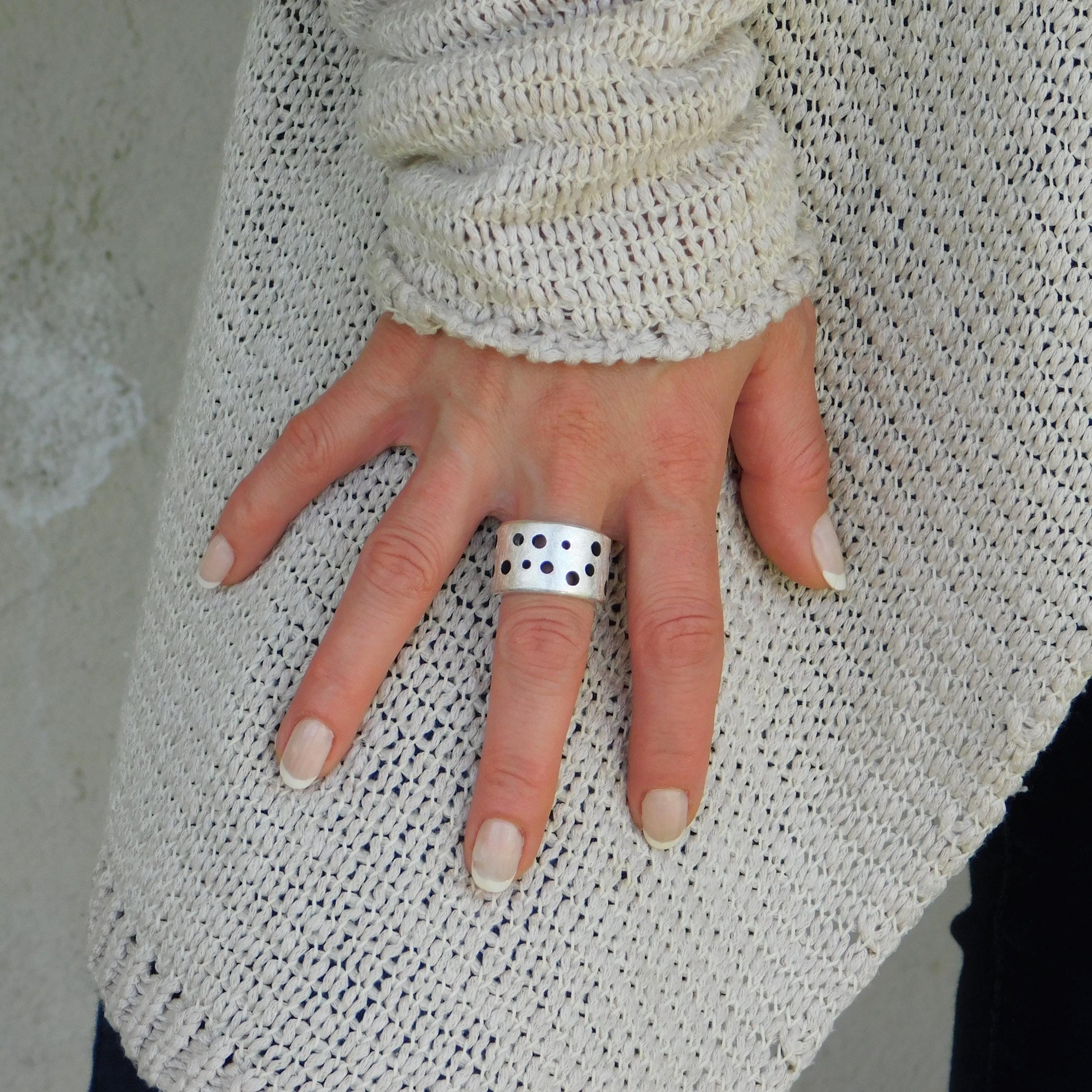 Thick Band Wedding Ring, 15mm Wide Silver Ring, Brushed Finish