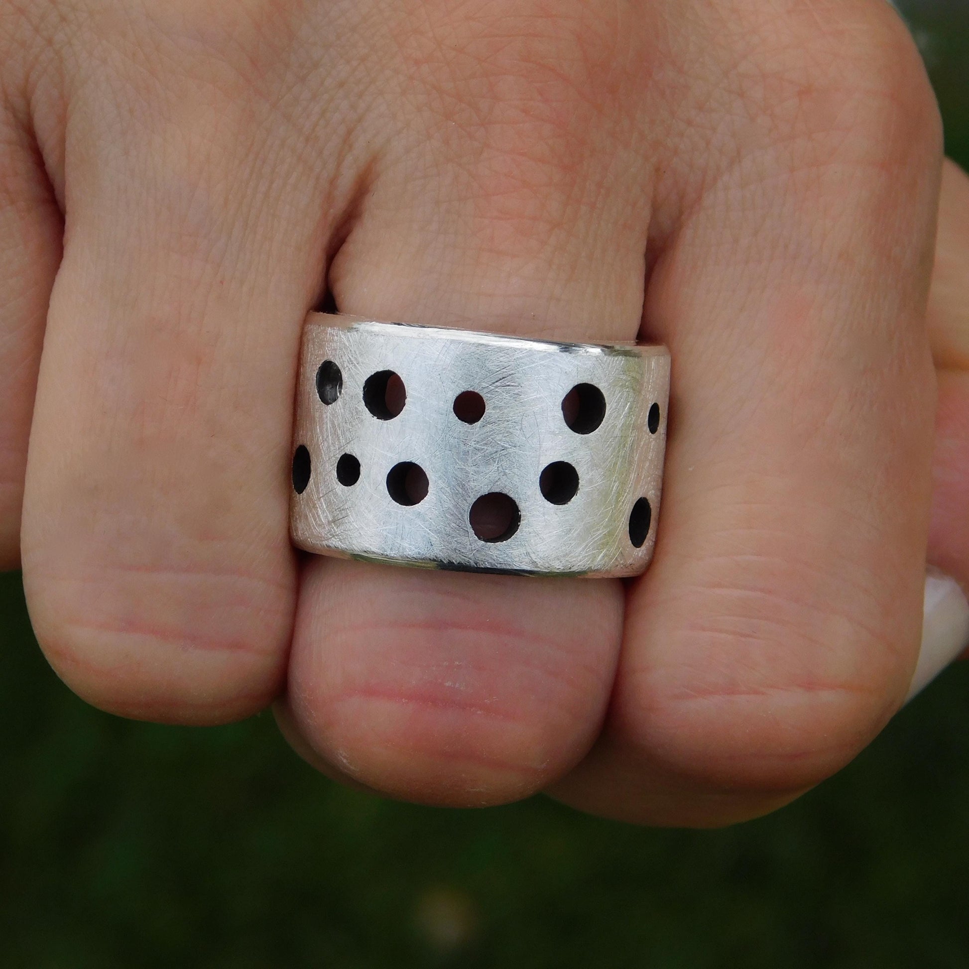 Thick Band Wedding Ring, 15mm Wide Silver Ring, Brushed Finish