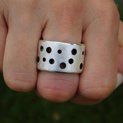 Thick Band Wedding Ring, 15mm Wide Silver Ring, Brushed Finish