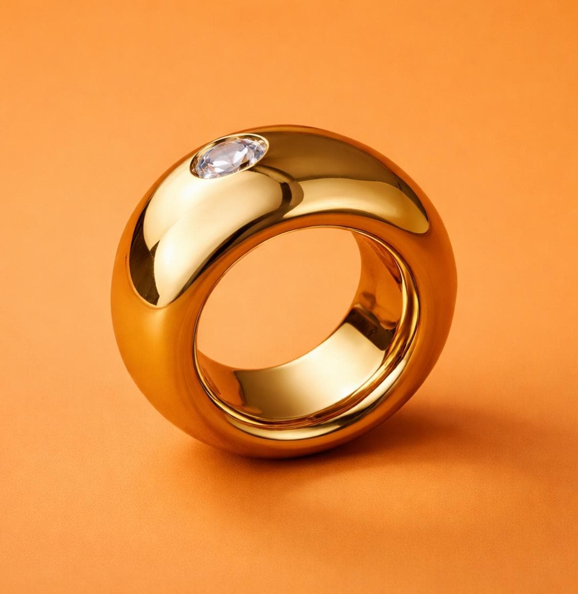 Gold Dome Ring: Chunky Naval Brass Statement Ring